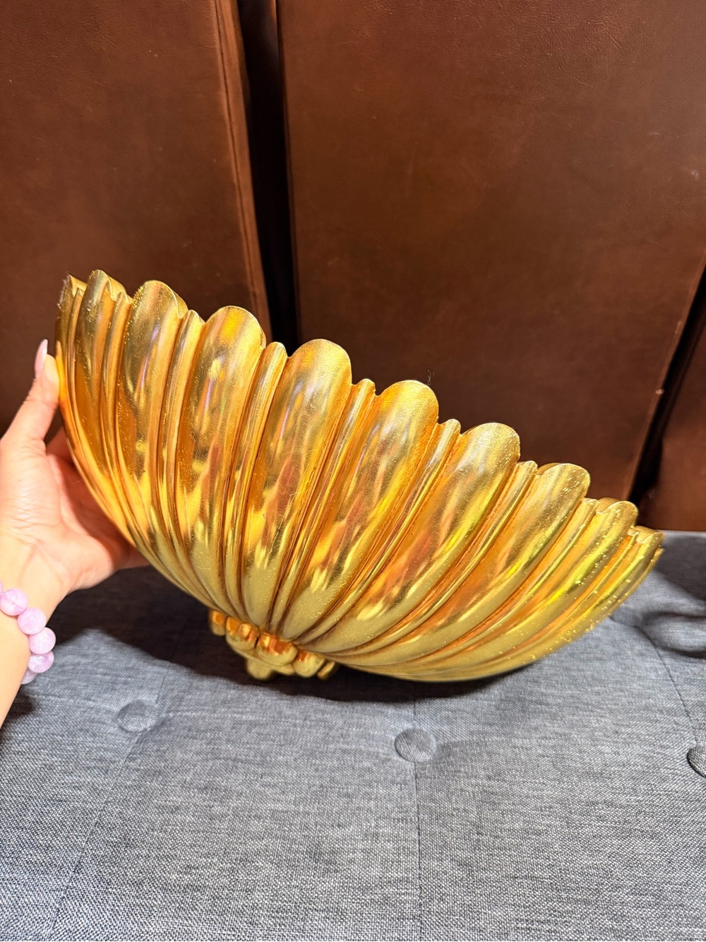Vintage 1960s Syroco Gold Fluted Shell Wall Pocket Planter